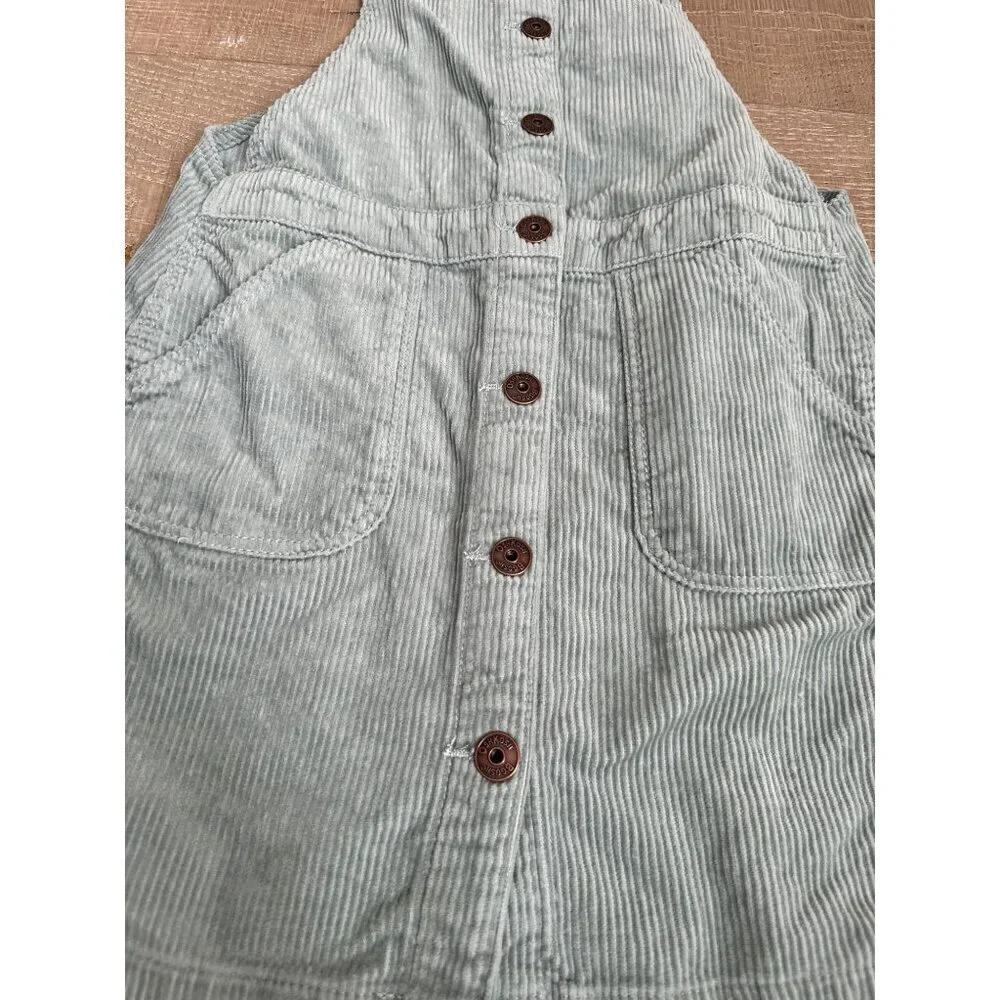 OshKosh Bgosh Girls Size 10 Light Gray Corduroy Overall Dress With Button Front